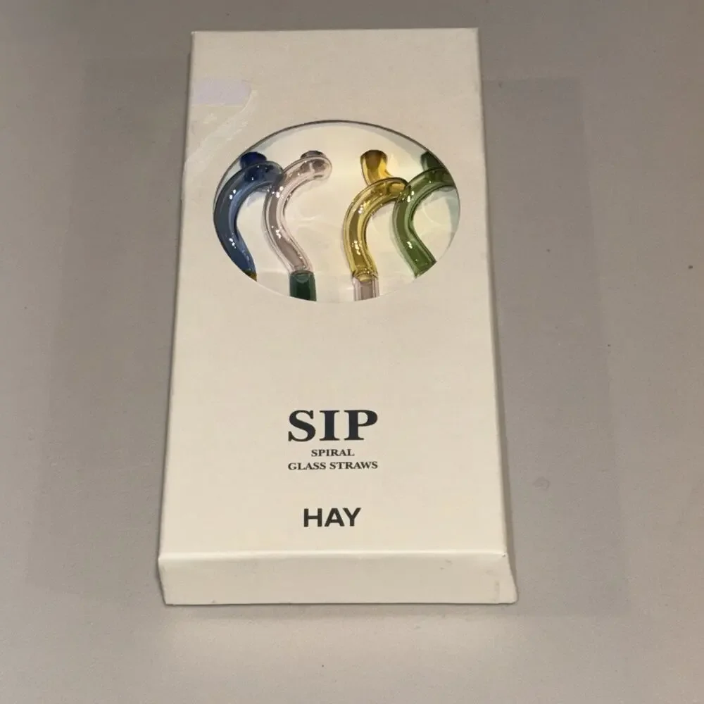 HAY Handmade Eco Friendly Reusable Glass Spiral Sipping Straw Set